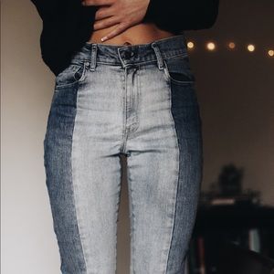 Revice cropped two tone wash jeans!